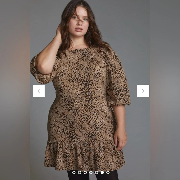 Anthropologie Maeve Animal Print Knit Cut Out Mini Dress. NWT Size US 14 - Picture 4 of 15